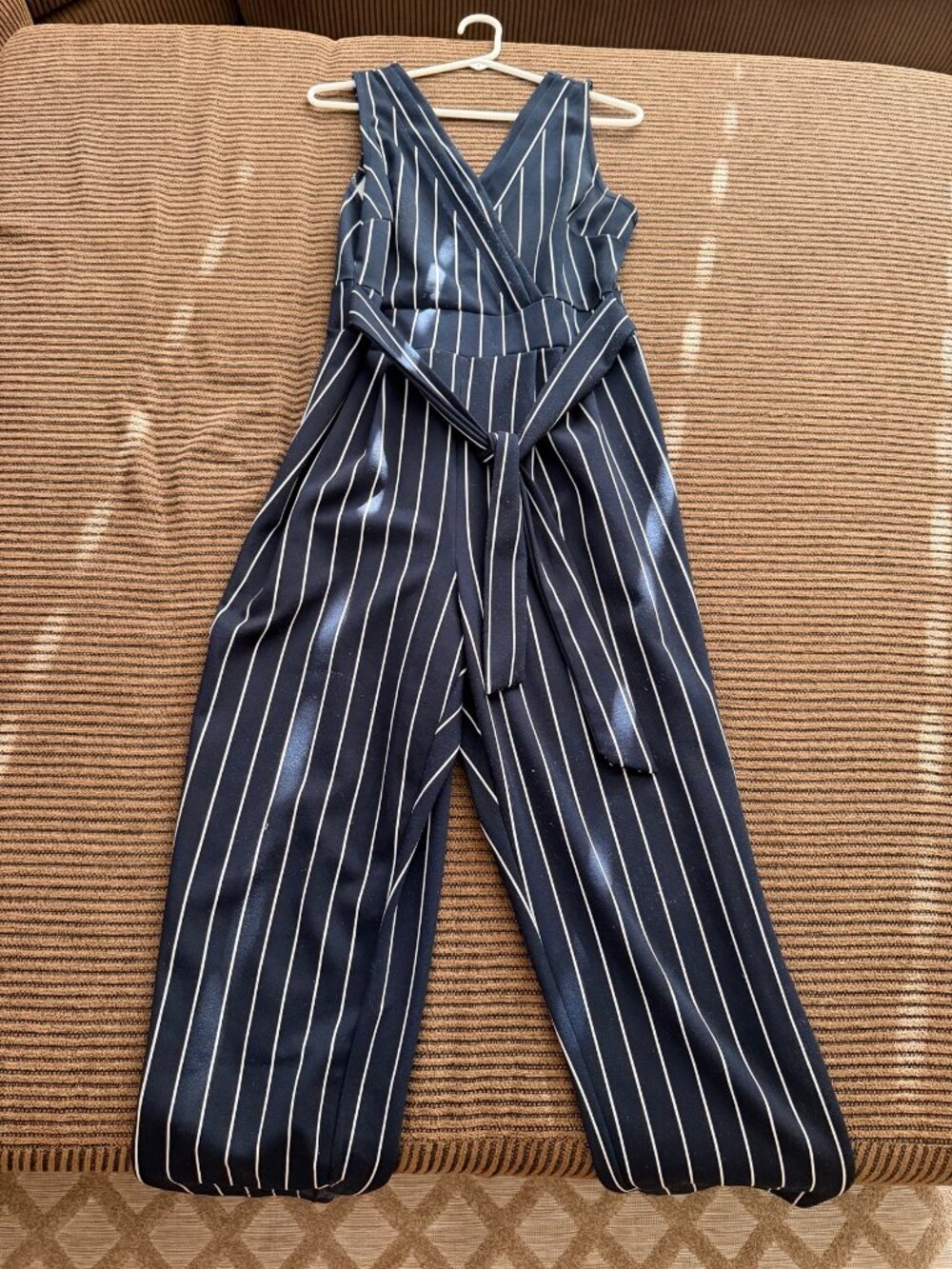 W by Wrapper Navy & White Striped Jumpsuit Size 8